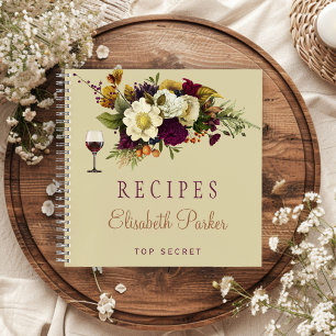 Herbstliche botanische personalisierte Rezeptbuch Notizbuch