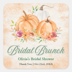 Herbstliche Brunch-Hochzeitsdusche Quadratischer Aufkleber