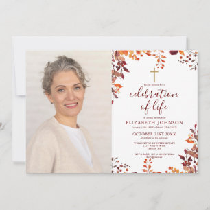 Herbstliche christliche Feier des Lebens Begräbnis Einladung