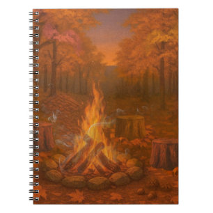 Herbstliche Dämmerung Lagerfeuer Notizblock