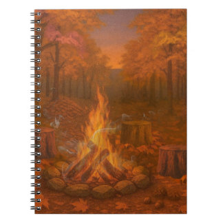 Herbstliche Dämmerung Lagerfeuer Notizblock