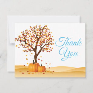 Herbstliche Dankeskarten mit Kürbis und Bäumen Dankeskarte