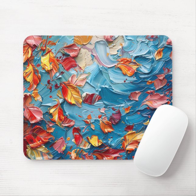 Herbstliche Drift – Abstrakte fallende Blätter Kun Mousepad (Mit Mouse)