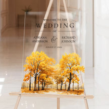 Herbstliche Eichenbäume Wald Hochzeit Willkommen