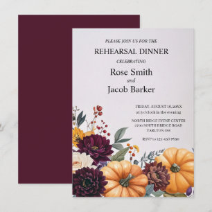 Herbstliche Elegance Hochzeit Probe Dinner Einladung