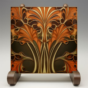Herbstliche Eleganz Art Nouveau Fliese