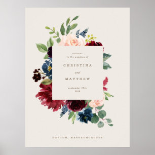 Herbstliche Eleganz Hochzeits-Willkommensschild Poster