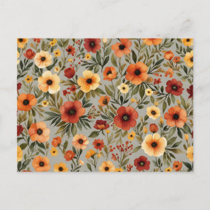 Herbstliche Eleganz Wasserfarben-Blumen in warmen Postkarte