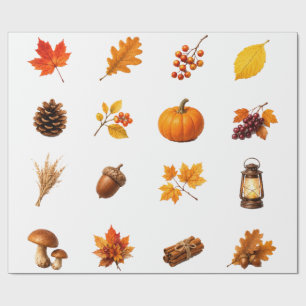 Herbstliche Ernte Ahornblätter Kürbis Eichel Gemüt Geschenkpapier