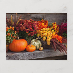 Herbstliche Erntetischdekoration - Herbstliche Kür Postkarte