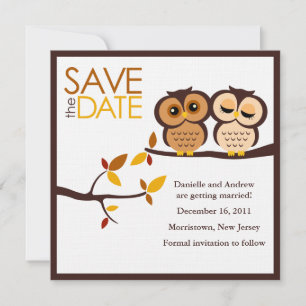 Herbstliche Eulen Hochzeit Save The Date