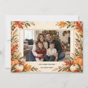Herbstliche Familien-Dankeschön-Foto-Grußkarte Karte