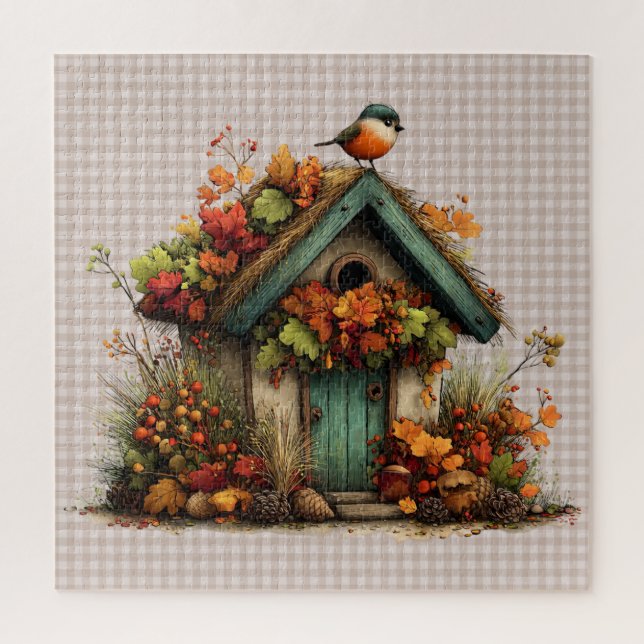 Herbstliche Fantasievogelhaus-Puzzle (Vertikal)