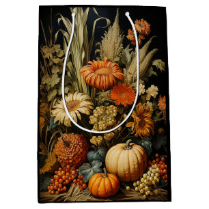 Herbstliche Farm im Herbst mit Kürbis Mittlere Geschenktüte