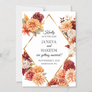 Herbstliche Florale Hochzeit - Termin vormerken   Magneteinladung