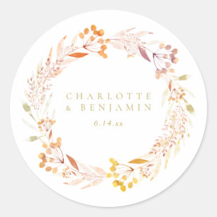 Herbstliche Florale Wasserfarbe Kranz Boho Persona Runder Aufkleber