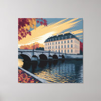 Herbstliche Flussufer-Europastadt-Illustrationskun