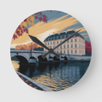Herbstliche Flussufer-Europastadt-Illustrationskun