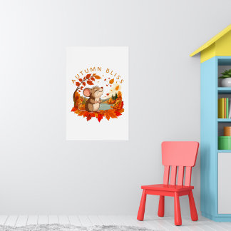 Herbstliche Glückseligkeit Süße Maus Herbst Wandku Poster