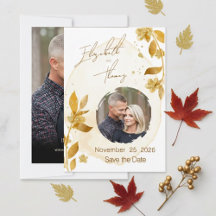 Herbstliche goldene Blumen-Skript-Foto-Save-the-Da