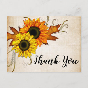 Herbstliche goldene und orangefarbene Dankeskarten Postkarte
