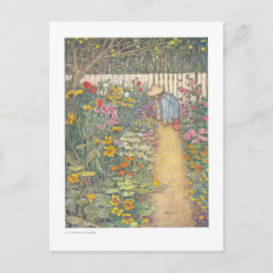 Herbstliche Grenz Vintag Garden Illustration Postkarte