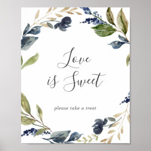 Herbstliche Grünpflanzen Liebe ist süße Hochzeitst Poster
