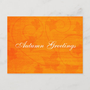 Herbstliche Grüße Blätter Orange Postkarte