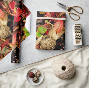 Herbstliche Herbstlaube, Kastanienpilze Foto Geschenkpapier