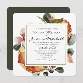 Herbstliche Hochzeit der Wasserfarben Einladung