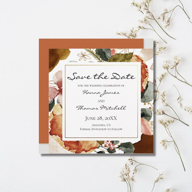 Herbstliche Hochzeit der Wasserfarben Save The Date (Von Creator hochgeladen)