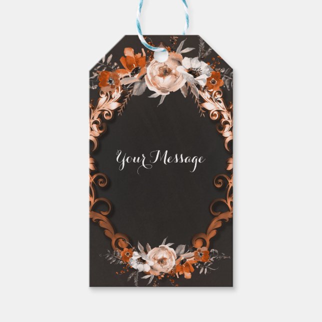 Herbstliche Hochzeit im Herbst Orange Blume Gefall Geschenkanhänger (Vorderseite)