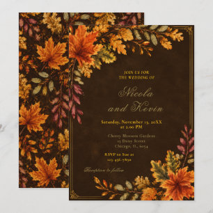 Herbstliche Hochzeit in Braun Einladung