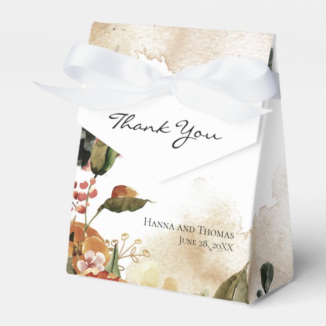 Herbstliche Hochzeit mit floralen Farben Rustikale Geschenkschachtel (Vorderseite)