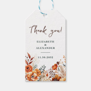 Herbstliche Hochzeit warme botanische Namen und Da Geschenkanhänger
