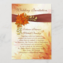 Herbstliche Hochzeiten in Rot und Gold Einladung