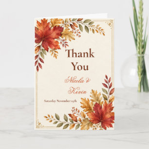 Herbstliche Hochzeitscreme Dankeskarte
