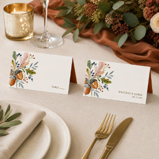 Herbstliche Hochzeitsdinner-Wasserfarben-Tischnumm Platzkarte