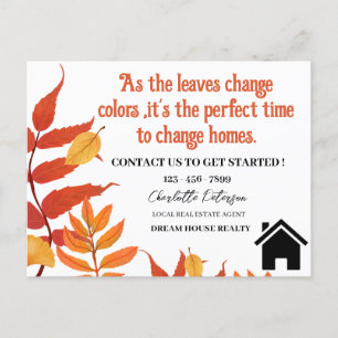 Herbstliche Immobilien-Marketing-Aktion Postkarte