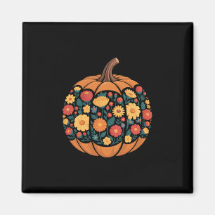 Herbstliche Jahreszeit Kürbis Floral Wildblume Dan Magnet