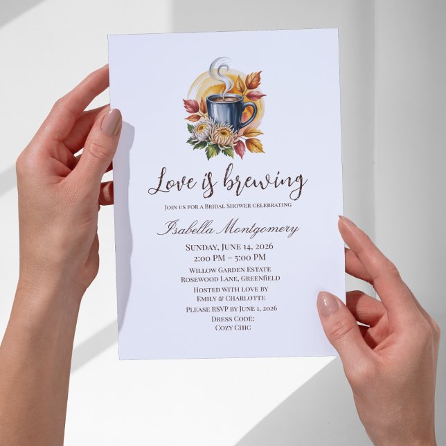 Herbstliche Kaffeebrautparty Einladung (Autumn Coffee Bridal Shower Invitations
)