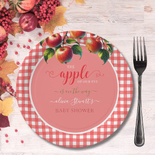 Herbstliche Karo-Apfel-Themen-Baby-Party Pappteller