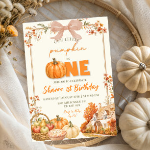 Herbstliche Kokette Kürbis Erster Geburtstag Einladung