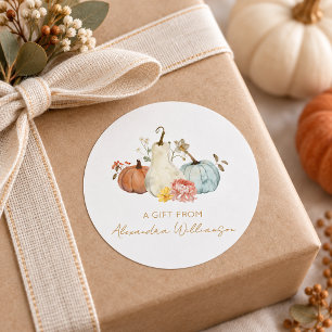 Herbstliche Kürbisse Personalisierter Name Ein Ges Runder Aufkleber