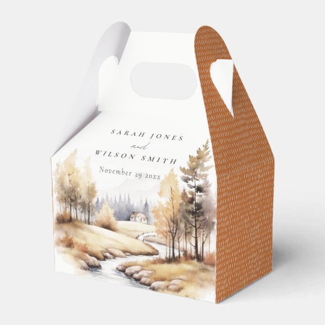 Herbstliche Landschaft Hochzeit mit verschlungener Geschenkschachtel (Vorderseite)