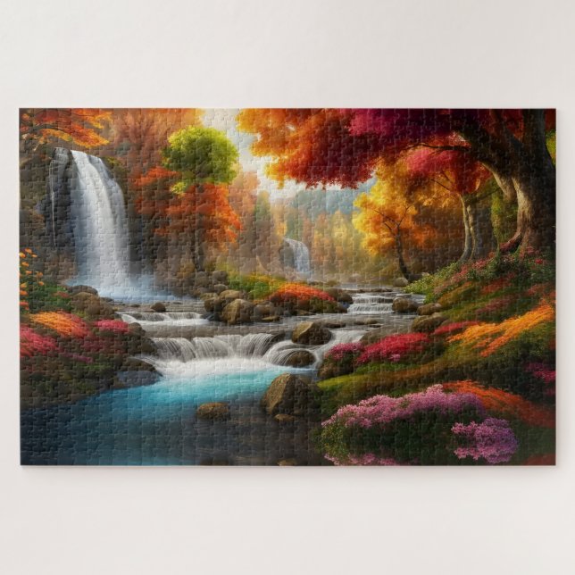 Herbstliche Landschaft Wasserfall im Park (Horizontal)