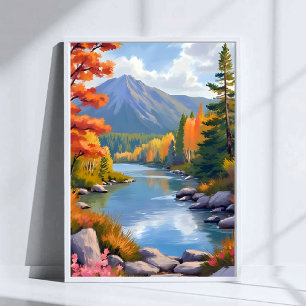 Herbstliche Landschaftsmalerei von New England Poster