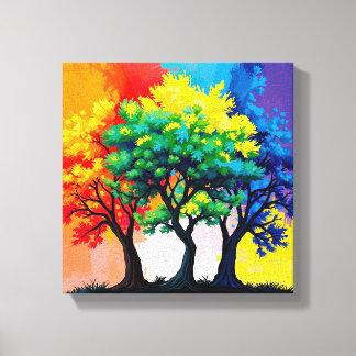 Herbstliche, lebhafte Bäume Mauer Art 3D Multicolo Leinwanddruck