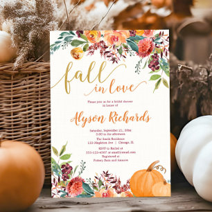 Herbstliche Liebe Herbst rustikales Brautparty Einladung
