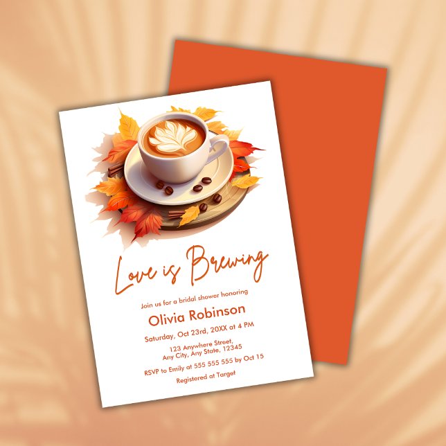 Herbstliche Liebe ist das Break Coffee Brautparty Einladung (Fall Autumn Love is Brewing Coffee Bridal Shower Invitation )